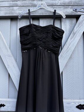White House Black Market Black Chiffon Cocktail Dress Size 8